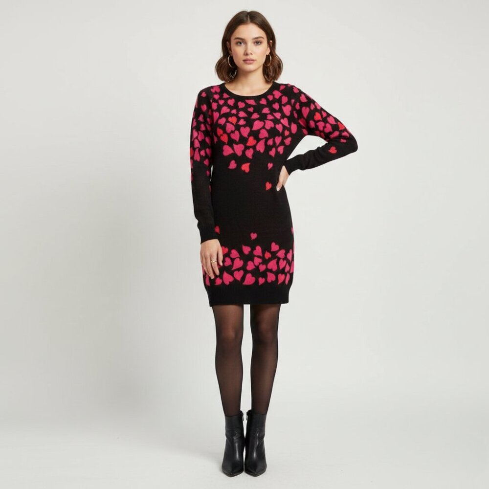 Anna Sui Dolly Girl Womens Xsmall Falling Heart Knit Sweater